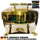 Luxury Golden 6L Round Chafing Dish Of Tiger Feet Frame With Ceramic Pan